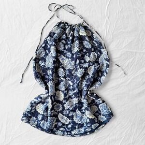Alice + Olivia navy blue floral halter top